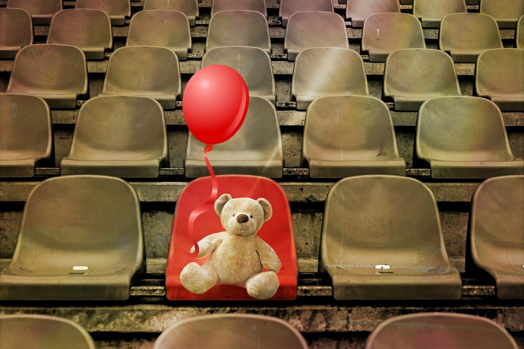 What Is A Niche Blog- image 3 A teddy bear with a balloon on a stadium seat.